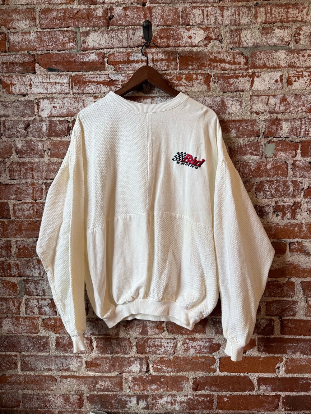 Vintage Embroidered Bud Racing Sweatshirt Multicolor Xl Used Textured